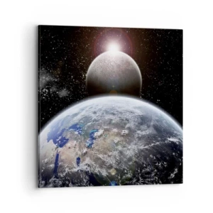 Lærredstryk - Billede på lærred - Kosmisk landskab - solopgang - 70x70 cm