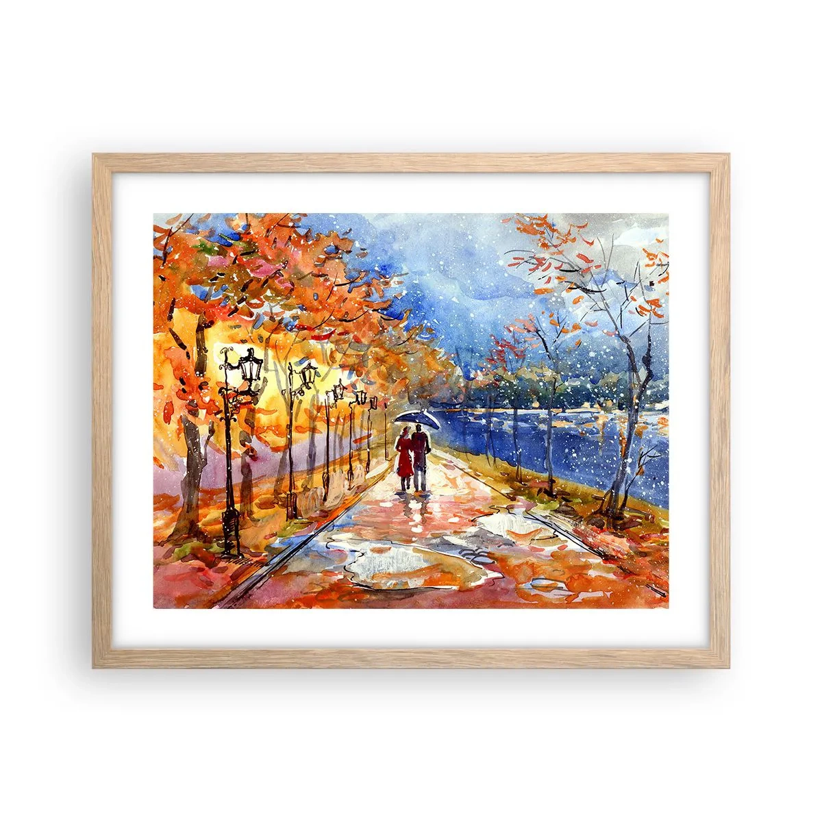 Plakat i ramme af lyst egetræ - Sammen indtil tidsfristen - 50x40 cm