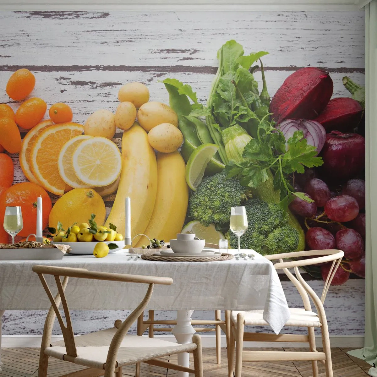 Fototapet Premium Sand - Er det ikke nok? - Gastronomi, Frugt, Grøntsager - 100x70 cm