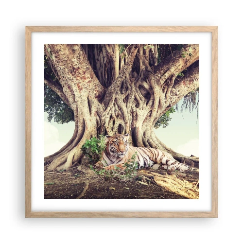 Plakat i ramme af lyst egetræ - Udsigt fra Første Mosebog - 50x50 cm