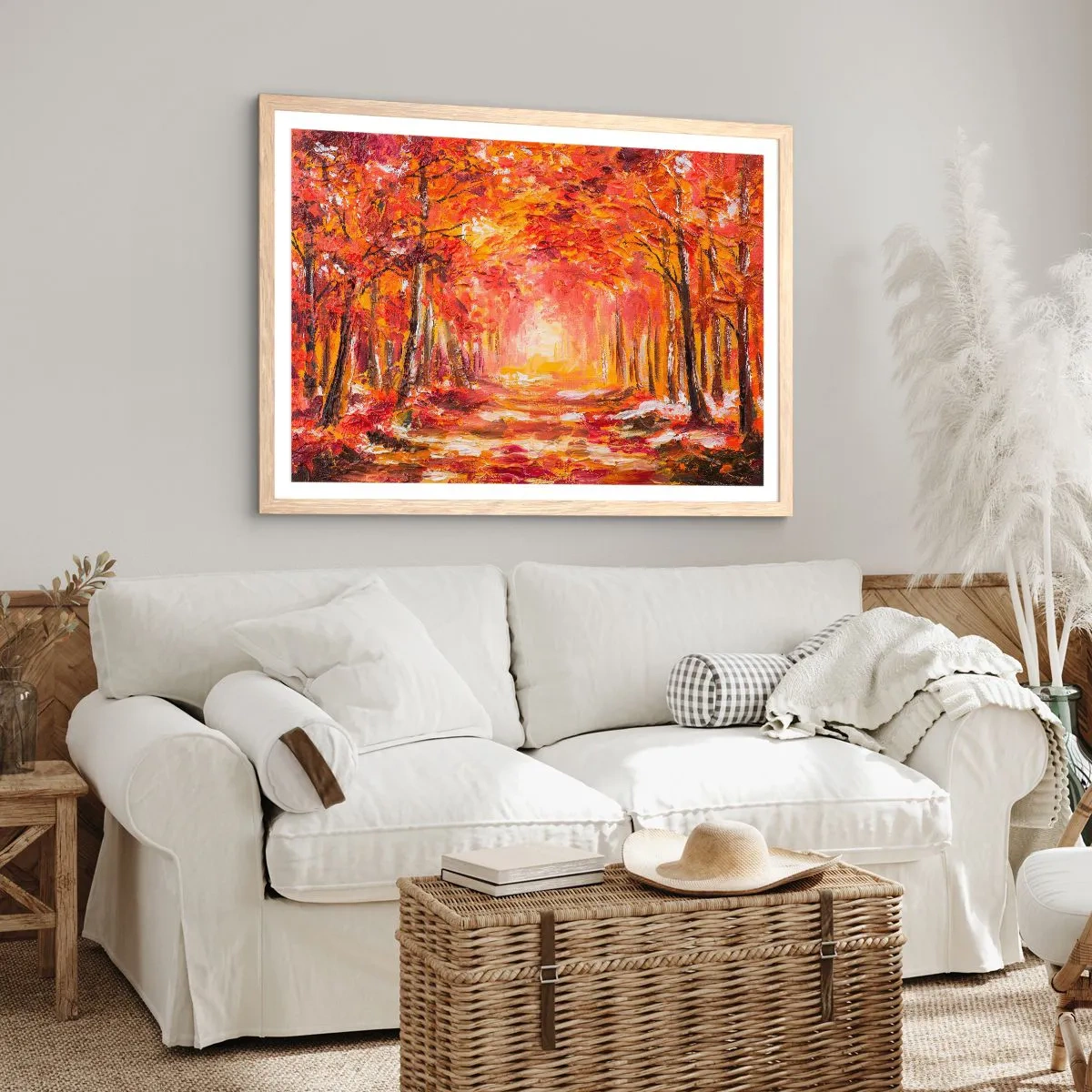 Plakat i ramme af lyst egetræ - Kobberskov - 70x50 cm