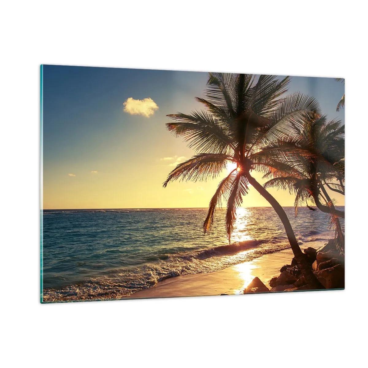 Billede på glas - Sommer under palmerne - 120x80 cm