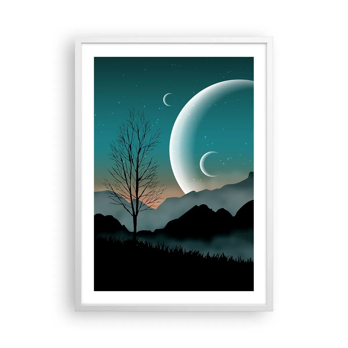 Plakat i hvid ramme - Karneval i den stjerneklare nat - 50x70 cm