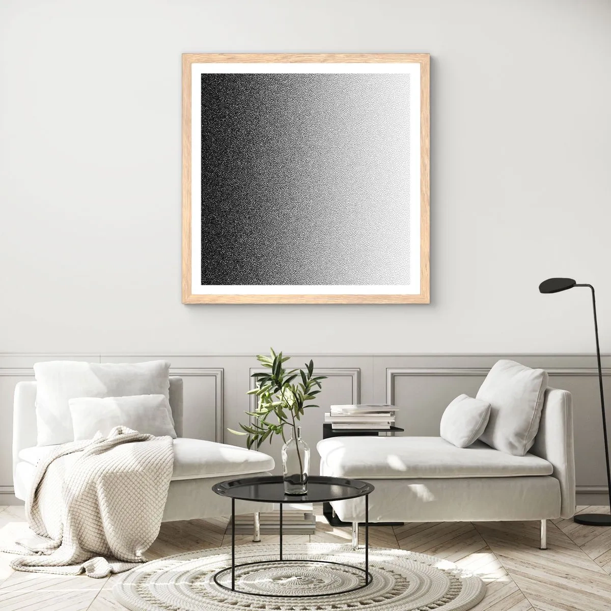 Plakat i ramme af lyst egetræ - På vej mod lyset - 30x30 cm