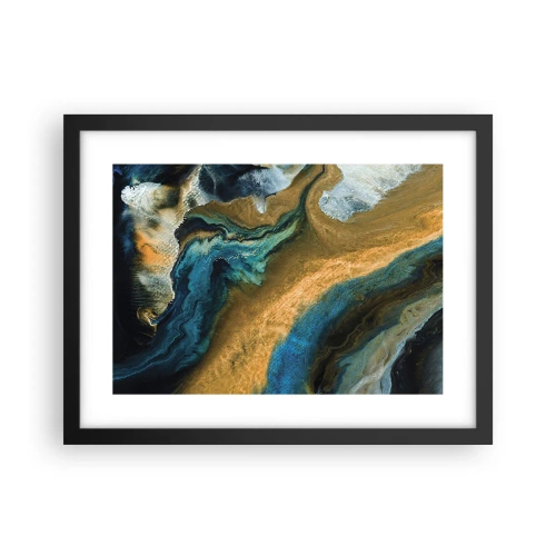 Plakat i sort ramme - Blå - gul - gensidig indflydelse - 40x30 cm