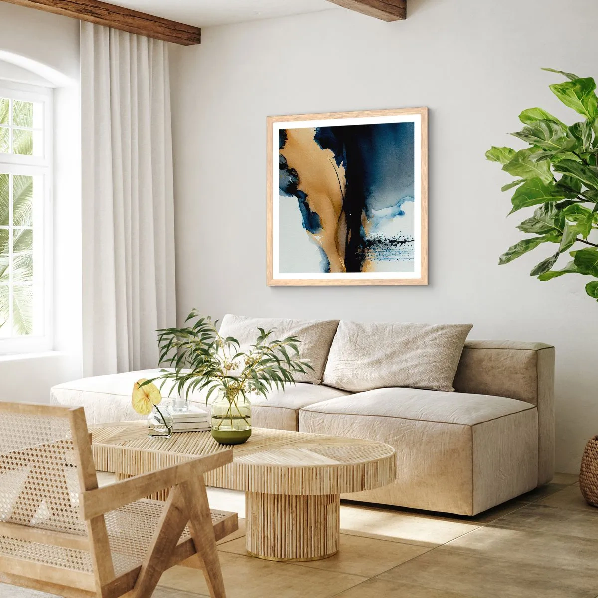Plakat i ramme af lyst egetræ - Bag sløret - 30x30 cm