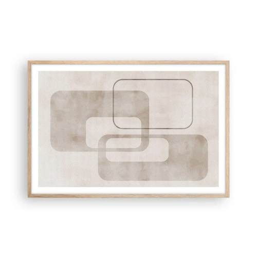 Plakat i ramme af lyst egetræ - Geometrisk fuga - 91x61 cm