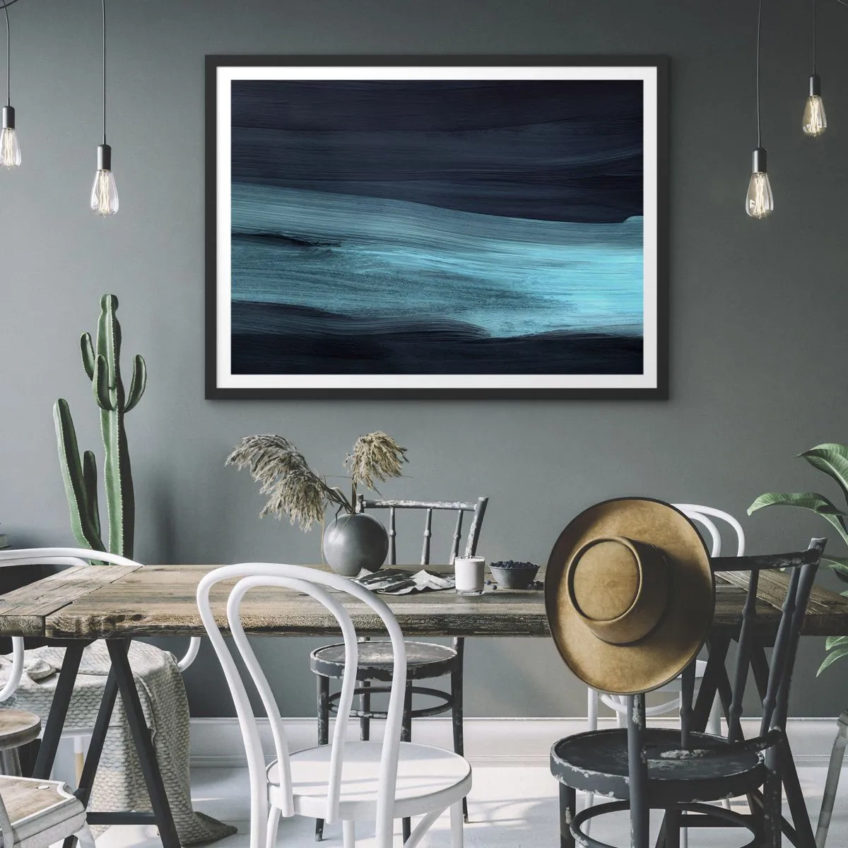Plakat i sort ramme - Svøm med strømmen - 70x50 cm
