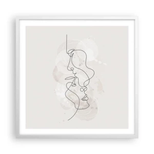 Plakat i hvid ramme - Omfavnet i en omfavnelse - 60x60 cm