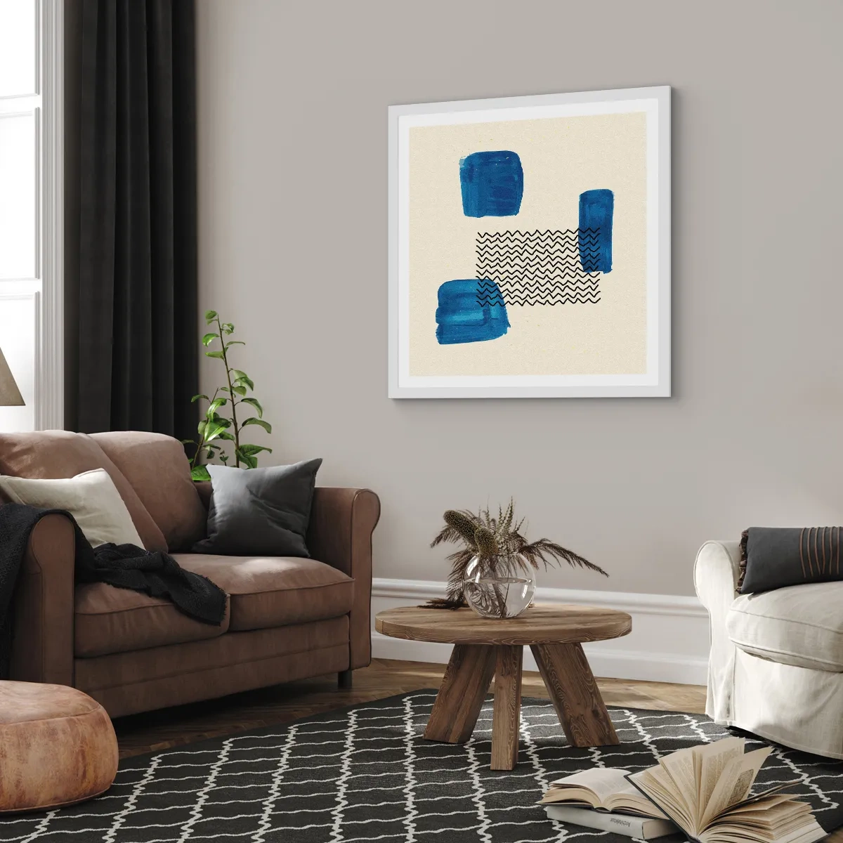 Plakat i hvid ramme - Abstrakt kvartet - 60x60 cm