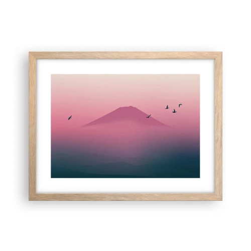 Plakat i ramme af lyst egetræ - Vandrer over skyerne - 40x30 cm