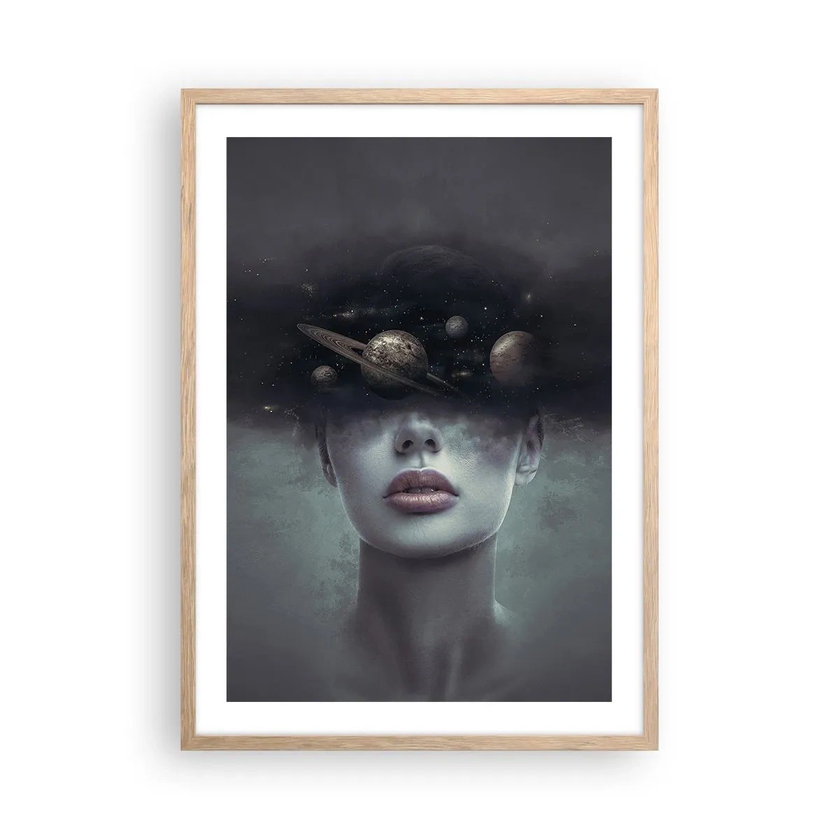 Plakat i ramme af lyst egetræ - Og planeterne er ved at gå amok... - 50x70 cm