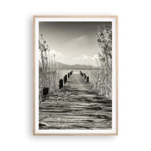Plakat i ramme af lyst egetræ - I græssernes fred - 70x100 cm