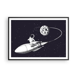 Plakat i sort ramme - Space surfer - 100x70 cm