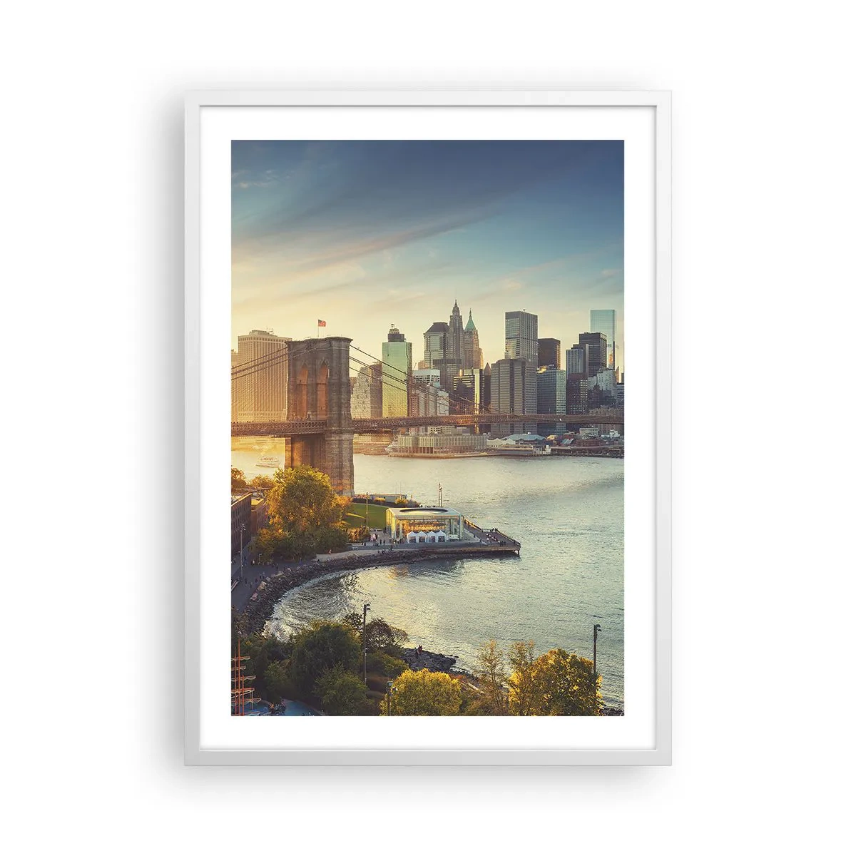 Plakat i hvid ramme - Den store bys daggry - 50x70 cm