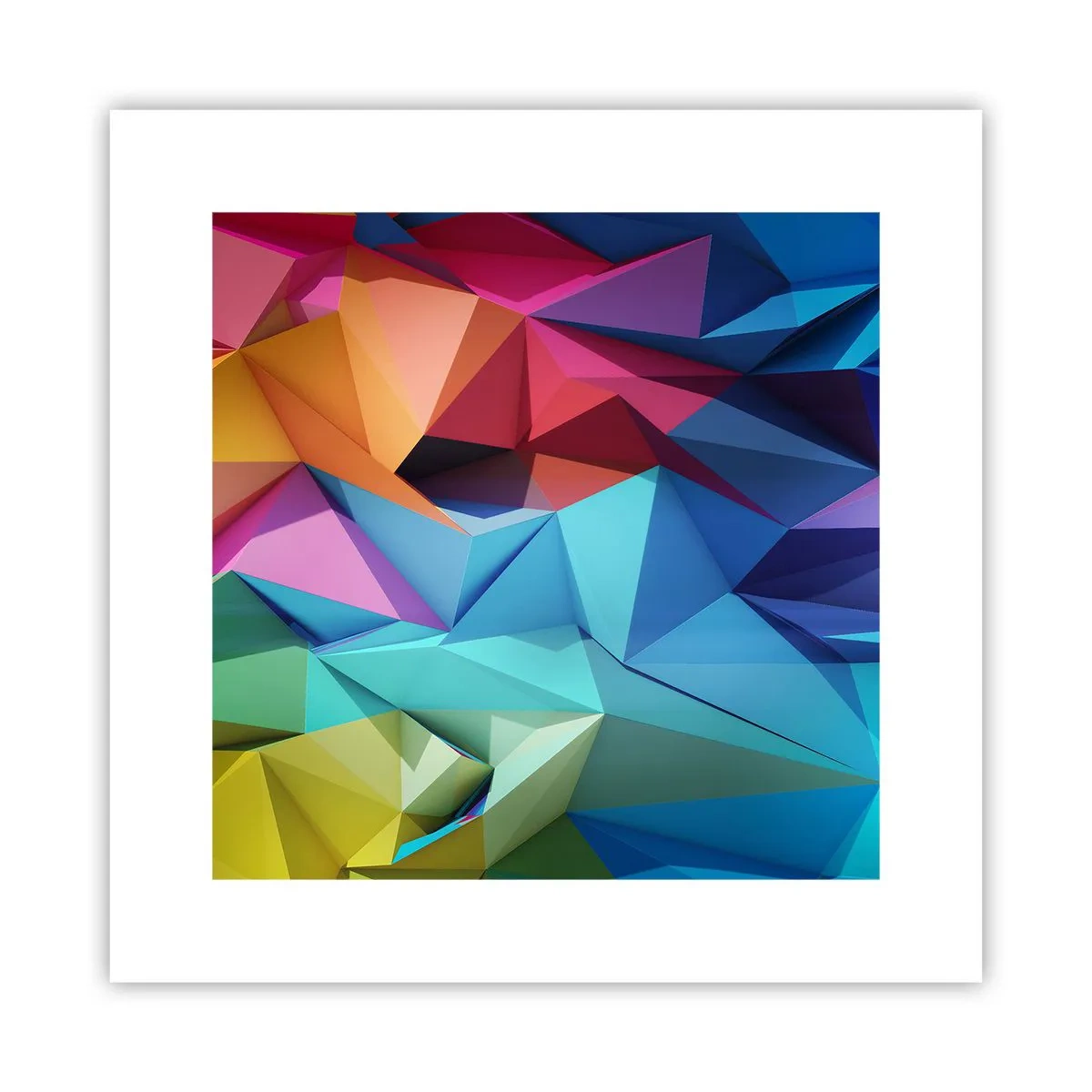 Plakat - Regnbue origami - 30x30 cm