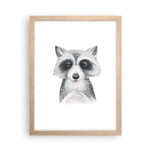 Plakat i ramme af lyst egetræ - Et øjeblik til at trække på skuldrene - 30x40 cm