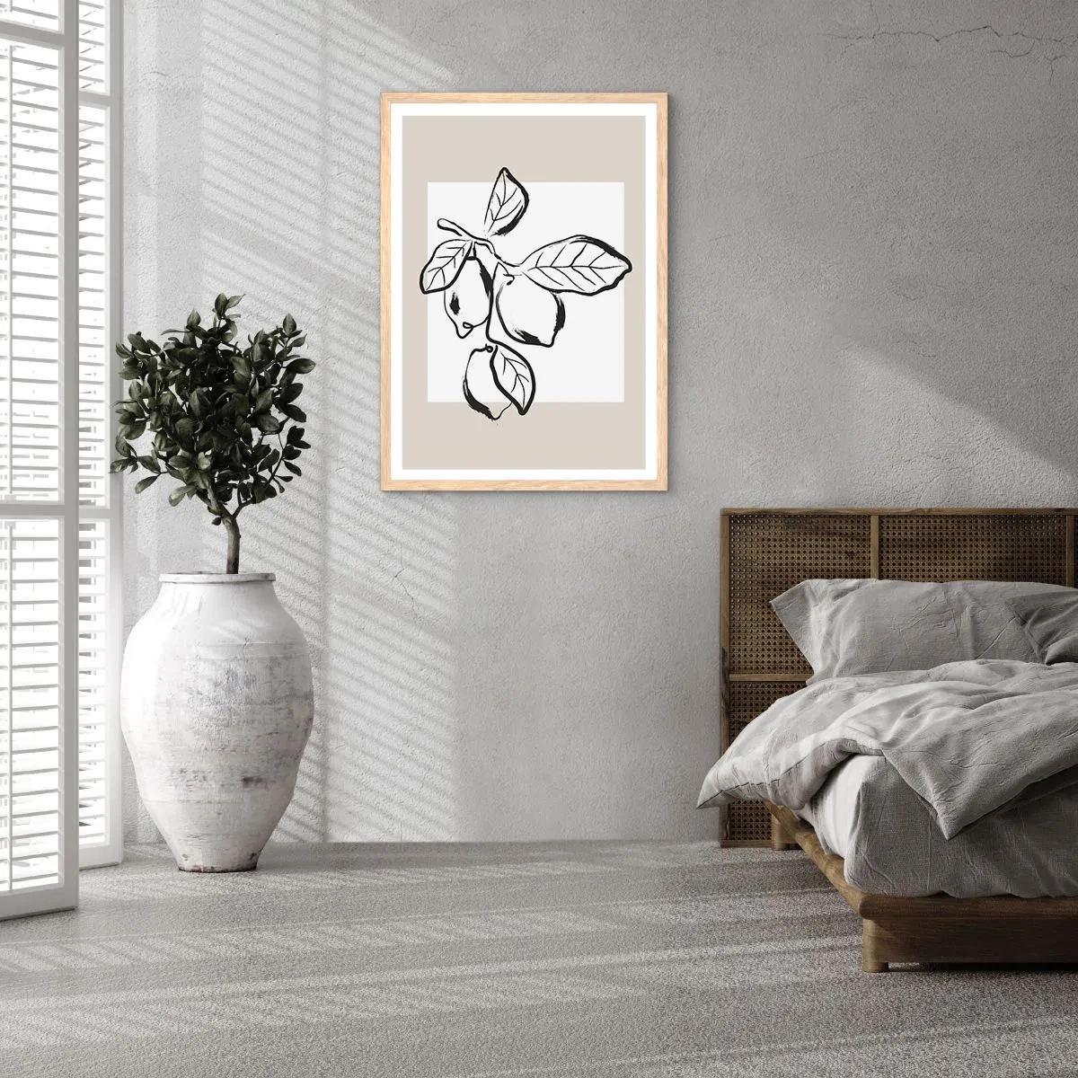 Plakat i ramme af lyst egetræ - Hvor citronen modner... - 30x40 cm