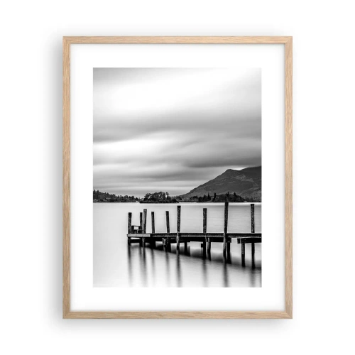 Plakat i ramme af lyst egetræ - Mildhed og styrke - 40x50 cm