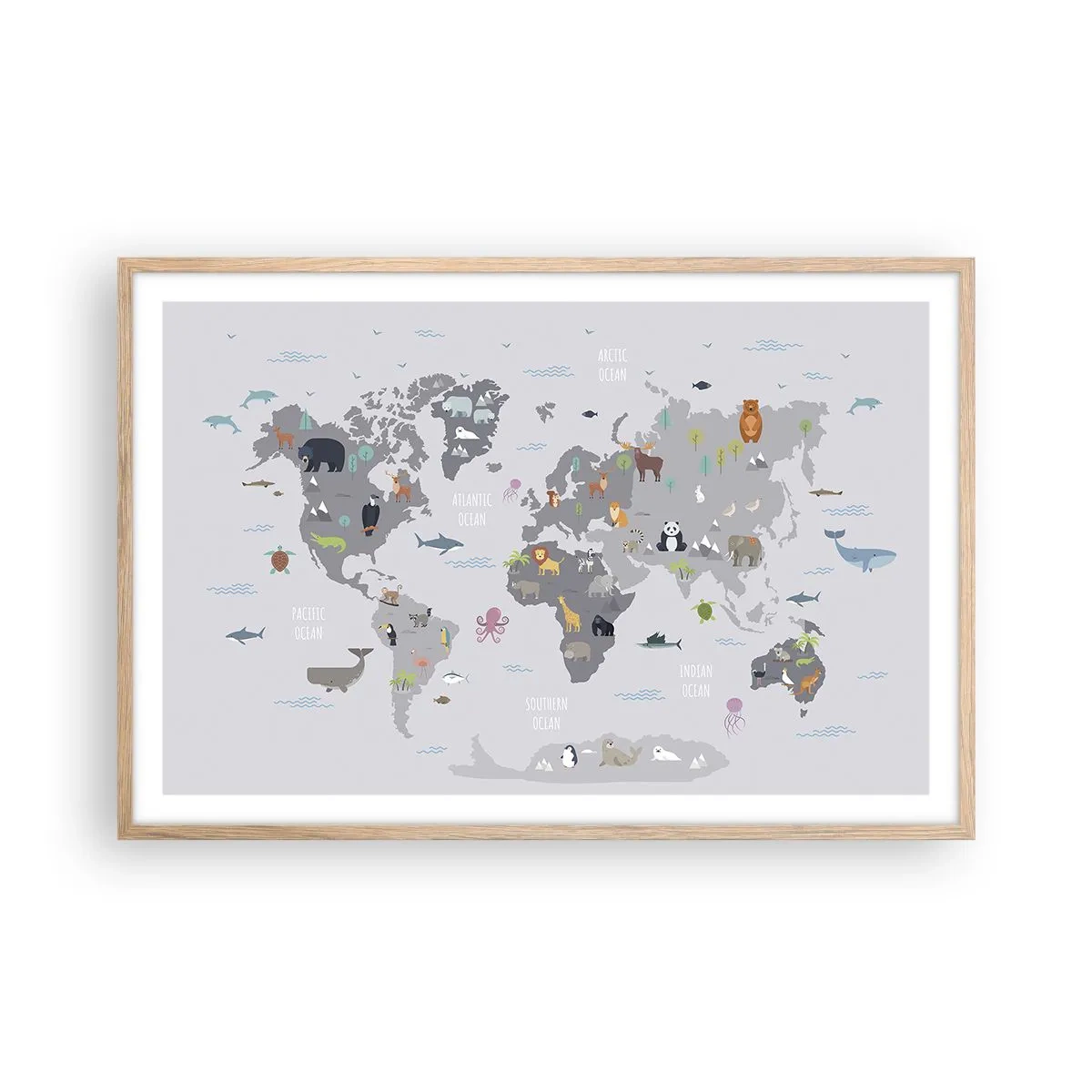 Plakat i ramme af lyst egetræ - Fortæl mig, hvor du er fra... - 91x61 cm