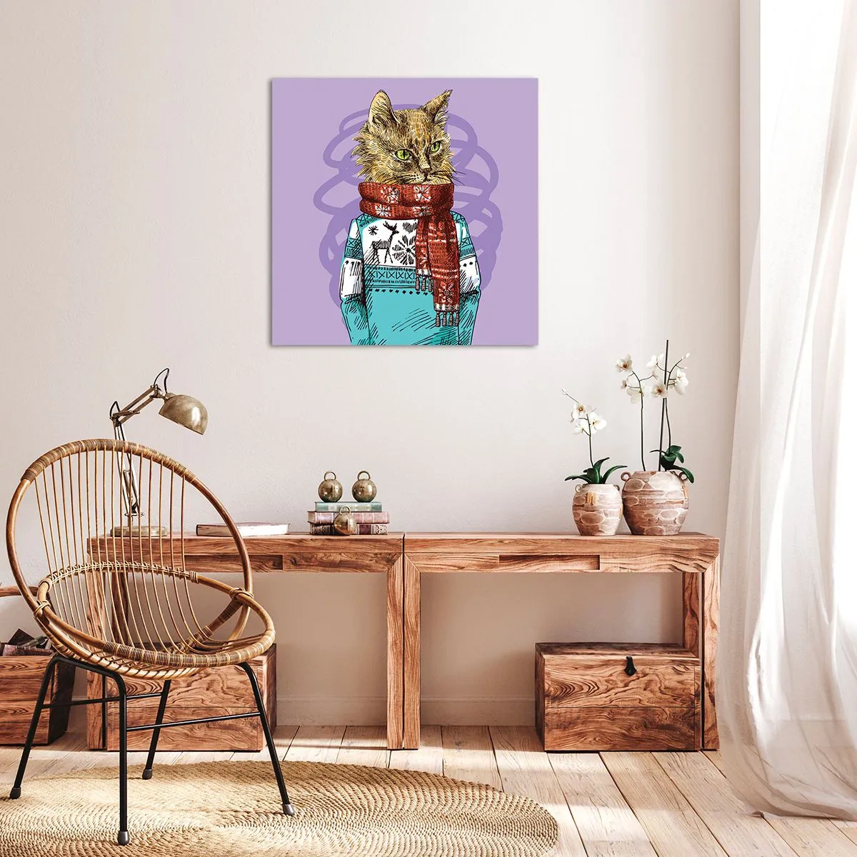 Lærredstryk - Billede på lærred - En kat ikke kun i sko - 30x30 cm