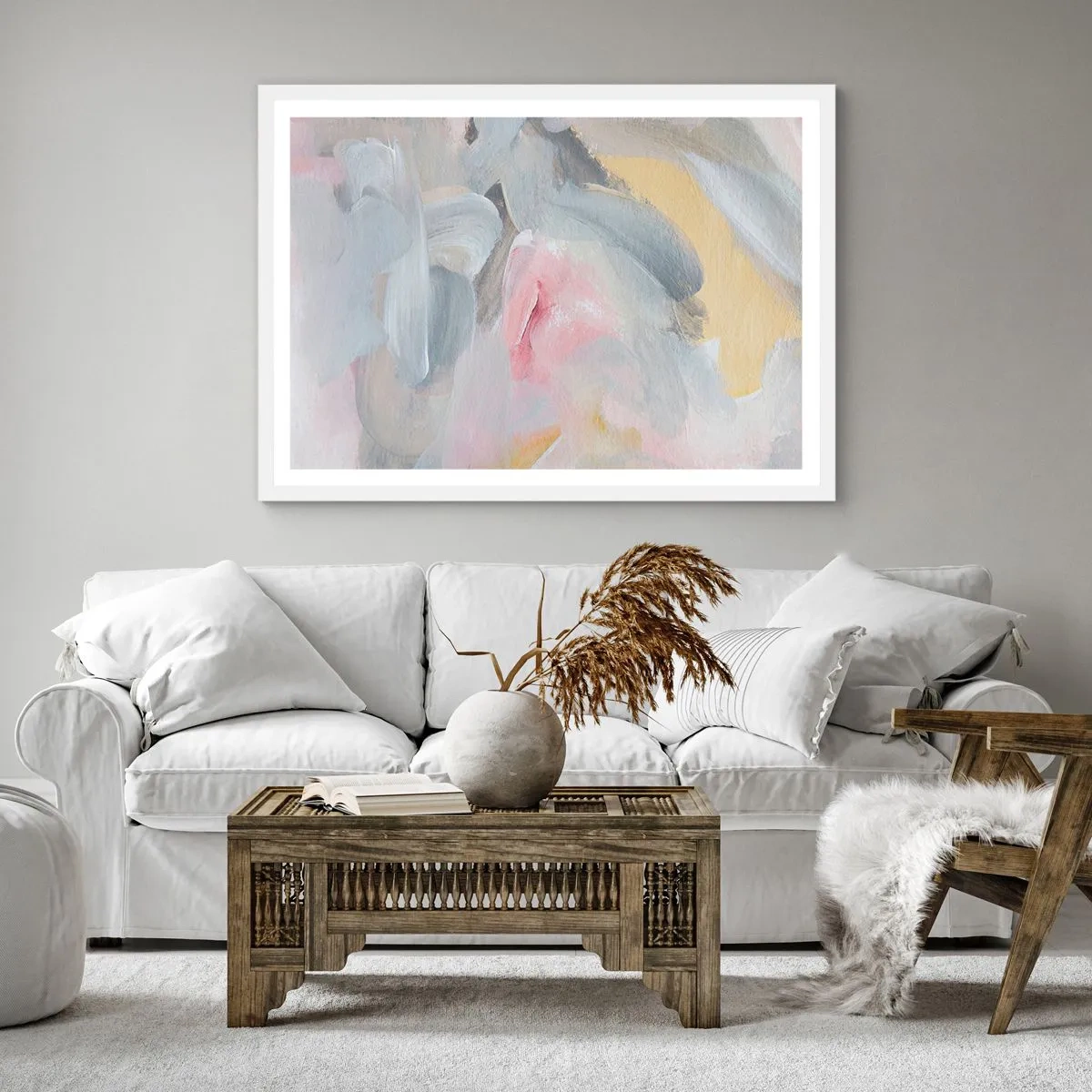 Plakat i hvid ramme - I en pastelfarvet verden - 30x30 cm