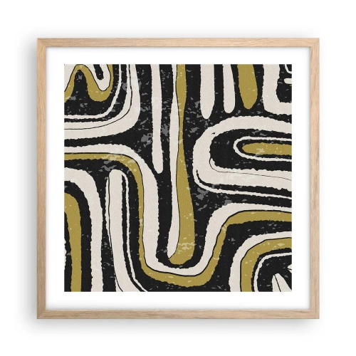 Plakat i ramme af lyst egetræ - Komposition: stier og gyder - 50x50 cm