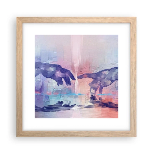 Plakat i ramme af lyst egetræ - Den guddommelige gnist af liv - 30x30 cm