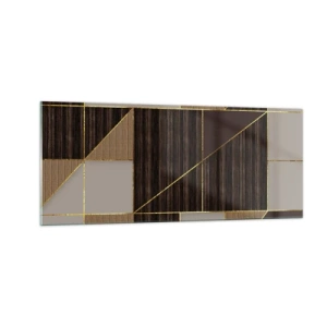 Billede på glas - En mosaik af brune og gyldne farver - 100x40 cm