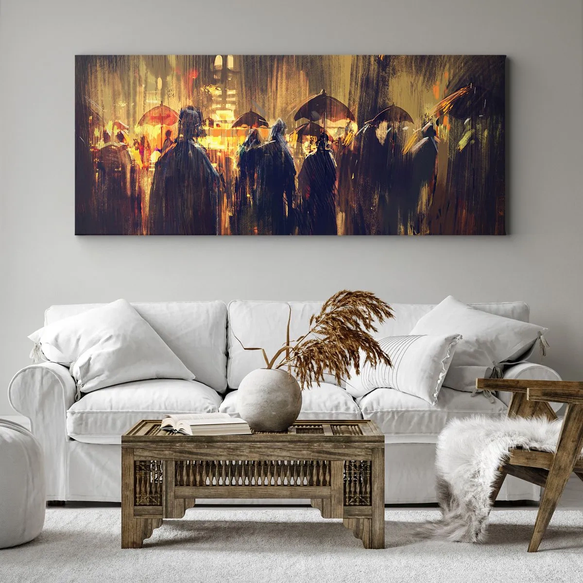 Lærredstryk - Billede på lærred - Tilhængere af regnen - 140x50 cm
