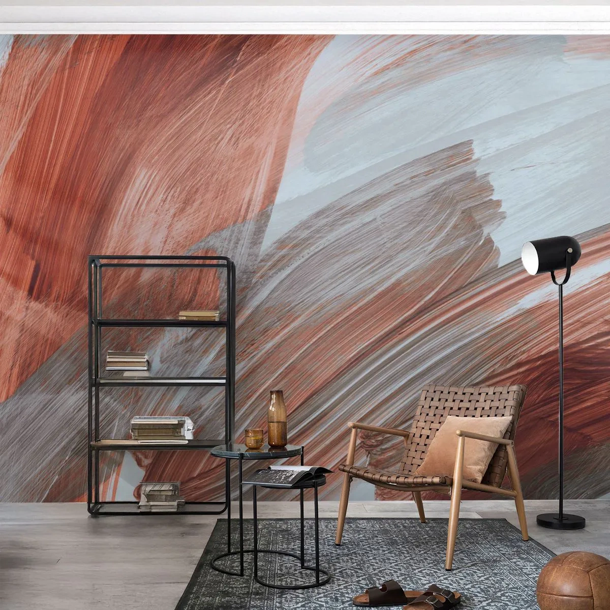 Fototapet Premium Sand - Efterårsagtig og blæsende abstraktion - Stykke, Kaos, Minimalisme - 250x175 cm