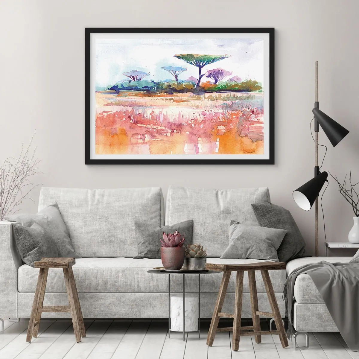 Plakat i sort ramme - Savannens farver - 91x61 cm