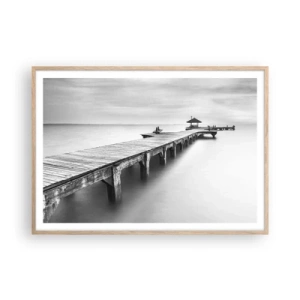 Plakat i ramme af lyst egetræ - Ind i det fjerne - 100x70 cm