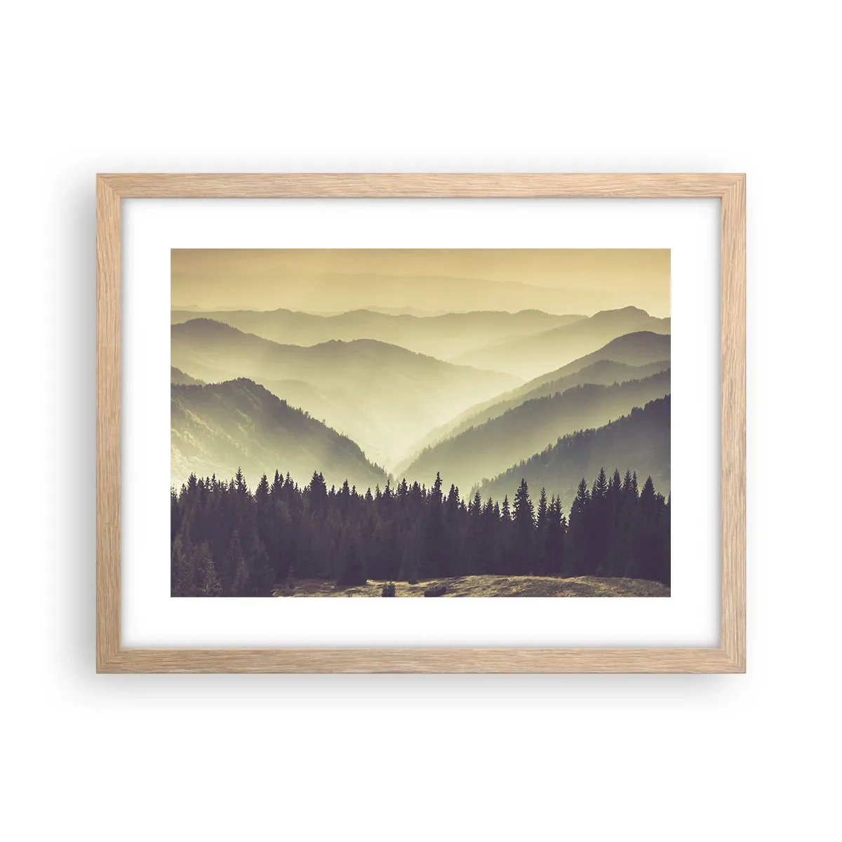 Plakat i ramme af lyst egetræ - Bag de syv bjerge... - 40x30 cm