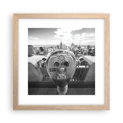 Plakat i ramme af lyst egetræ - Byen over byer - 30x30 cm