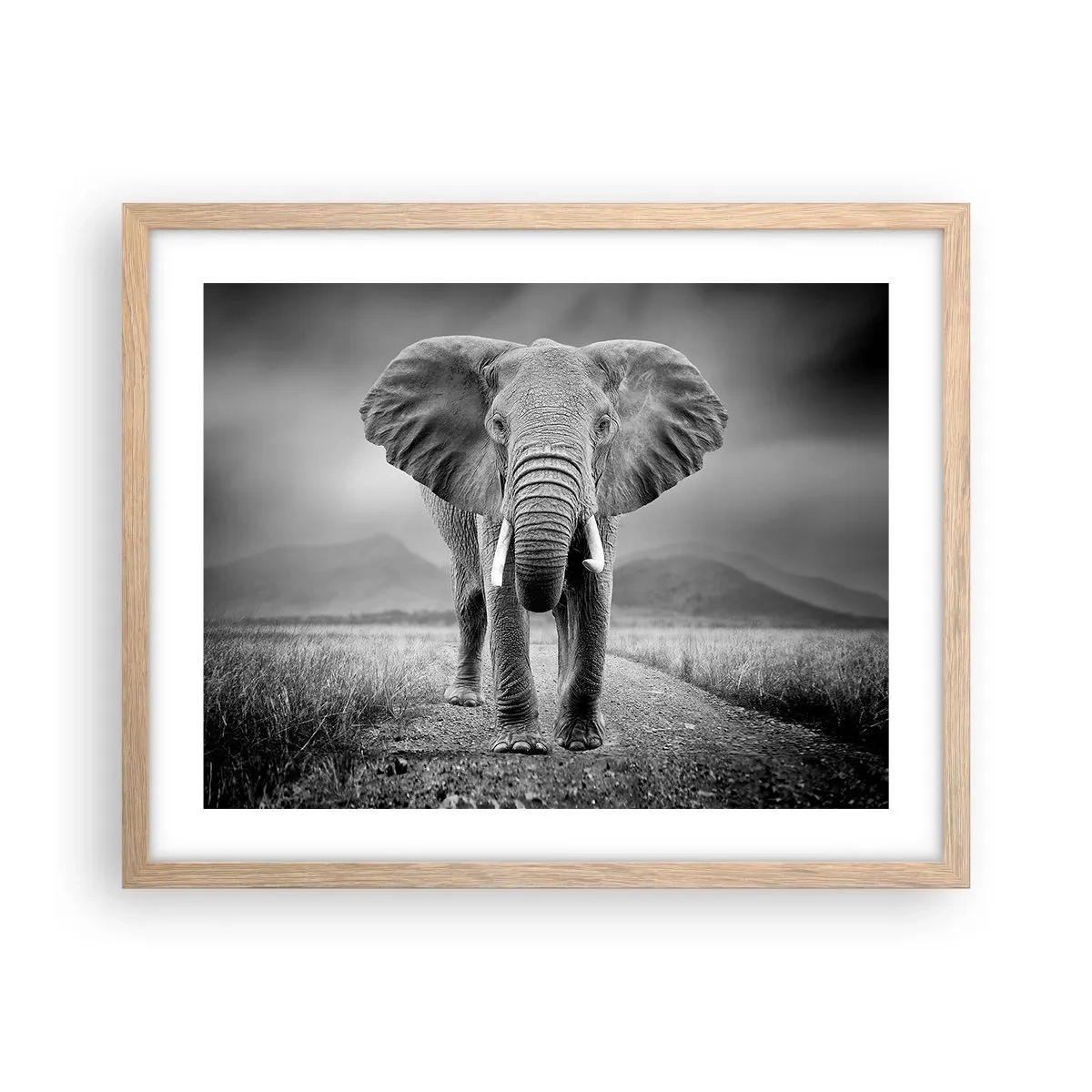 Plakat i ramme af lyst egetræ - Værten byder velkommen til - 50x40 cm