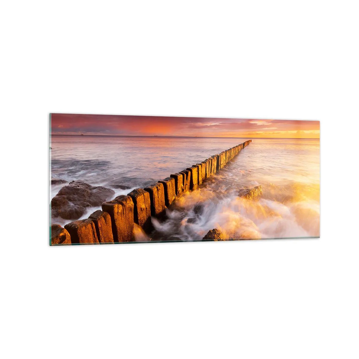 Billede på glas - Bølgernes blidhed - 120x50 cm