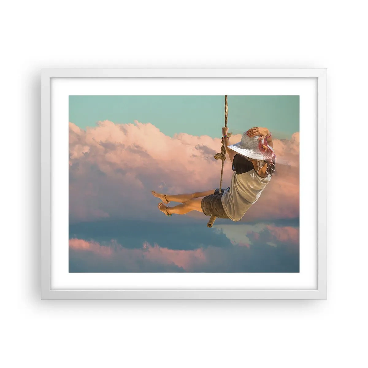 Plakat i hvid ramme - Sjov i skyerne - 50x40 cm