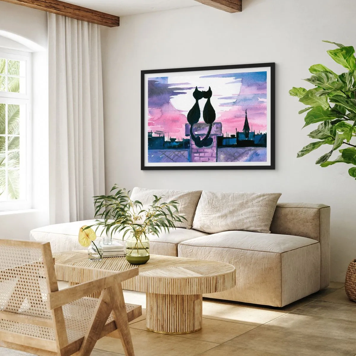 Plakat i sort ramme - Rendez-vous under månen - 91x61 cm