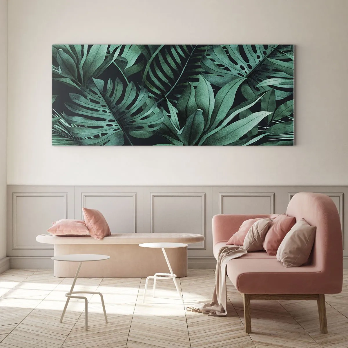 Billede på glas - Dyb tropisk grøn - 100x40 cm