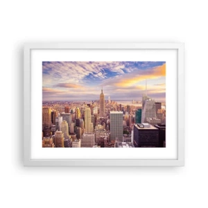 Plakat i hvid ramme - Ræk ud efter skyerne selv - 40x30 cm