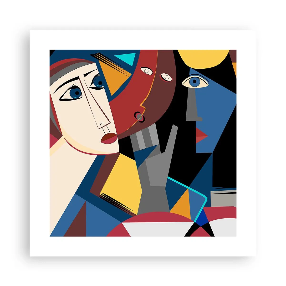 Plakat - Kubistisk samtale - 40x40 cm