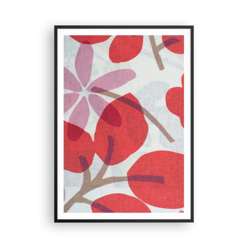 Plakat i sort ramme - Blomsterkomposition i pink - 70x100 cm