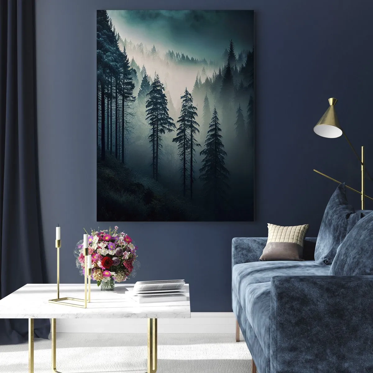 Billede på glas - Morgen i bjergene - 80x120 cm