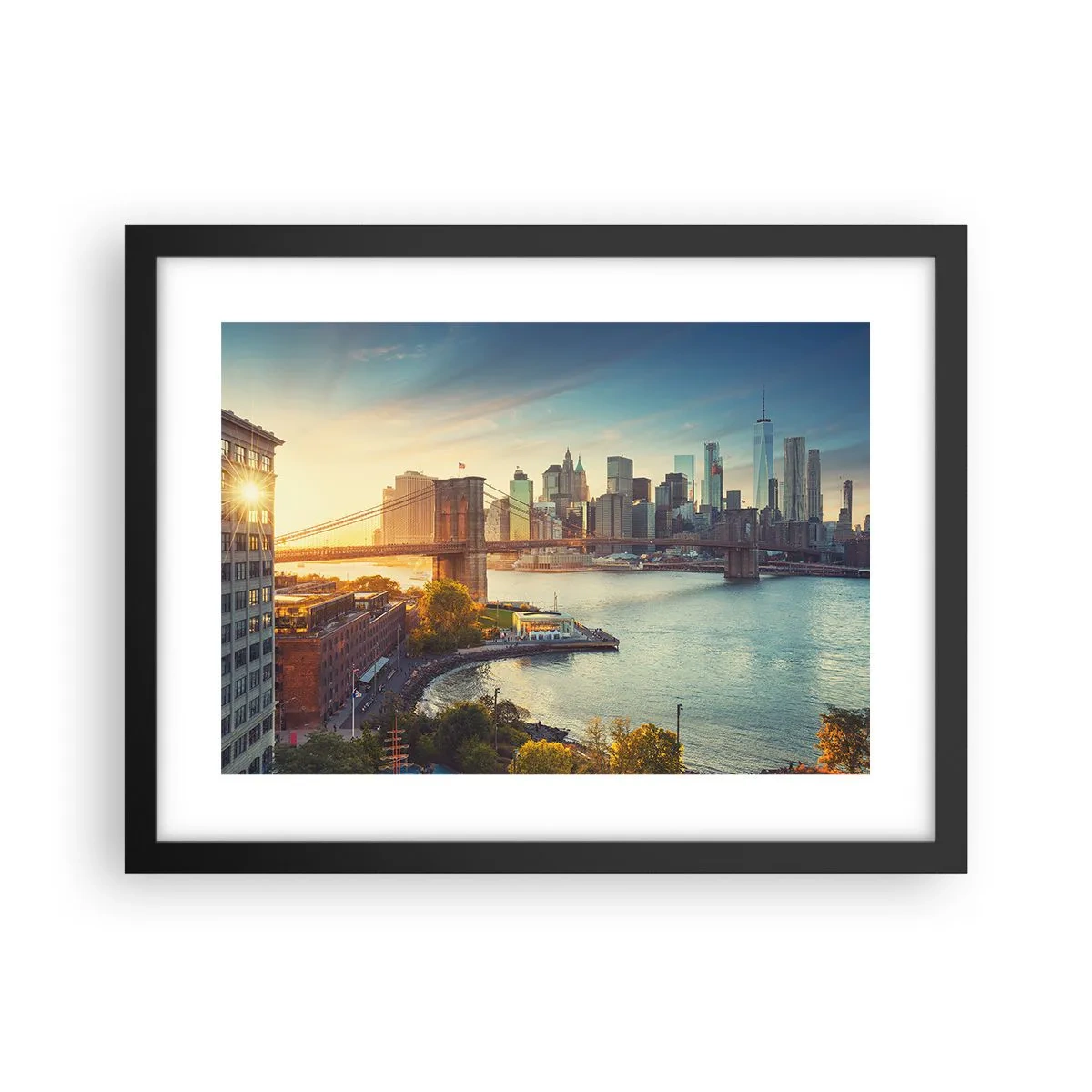 Plakat i sort ramme - Den store bys daggry - 40x30 cm