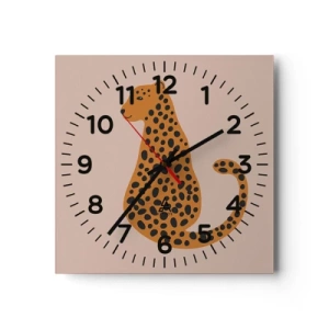 Vægur, Uret - Leopardprint er et moderigtigt mønster - 40x40 cm