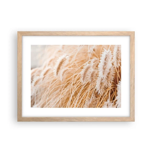 Plakat i ramme af lyst egetræ - Gyldent susen af græsser - 40x30 cm