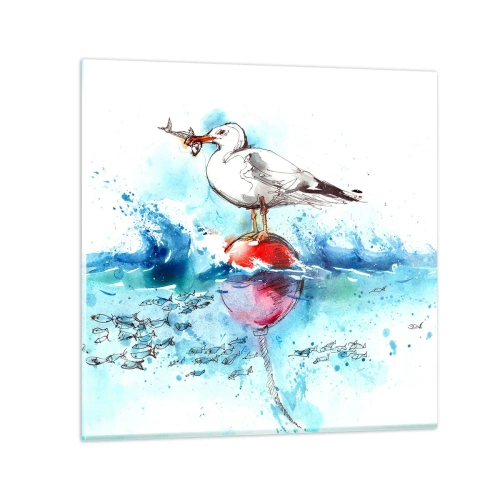 Billede på glas - Succesfuldt fiskeri - 30x30 cm