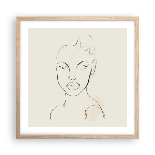 Plakat i ramme af lyst egetræ - Omrids af sensualitet - 50x50 cm