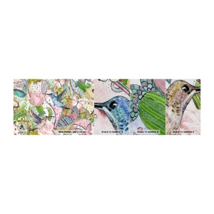 Prøve Fototapet Premium Sand - Forviklet i vinstokkene - Blomster, Fugl, Sommerfugl - 100x30 cm